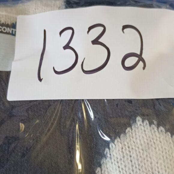 Express Sweater Large Blue with White Hearts Print Acrylic Wool Mohair Blend Top - Picture 11 of 12